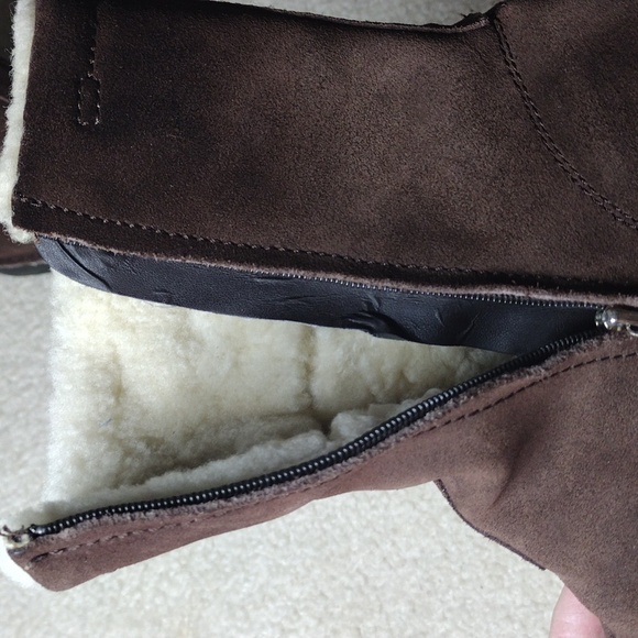 Polo Sport women's brown suede zip winter boots with wool lining. Size 7 - Picture 4 of 13